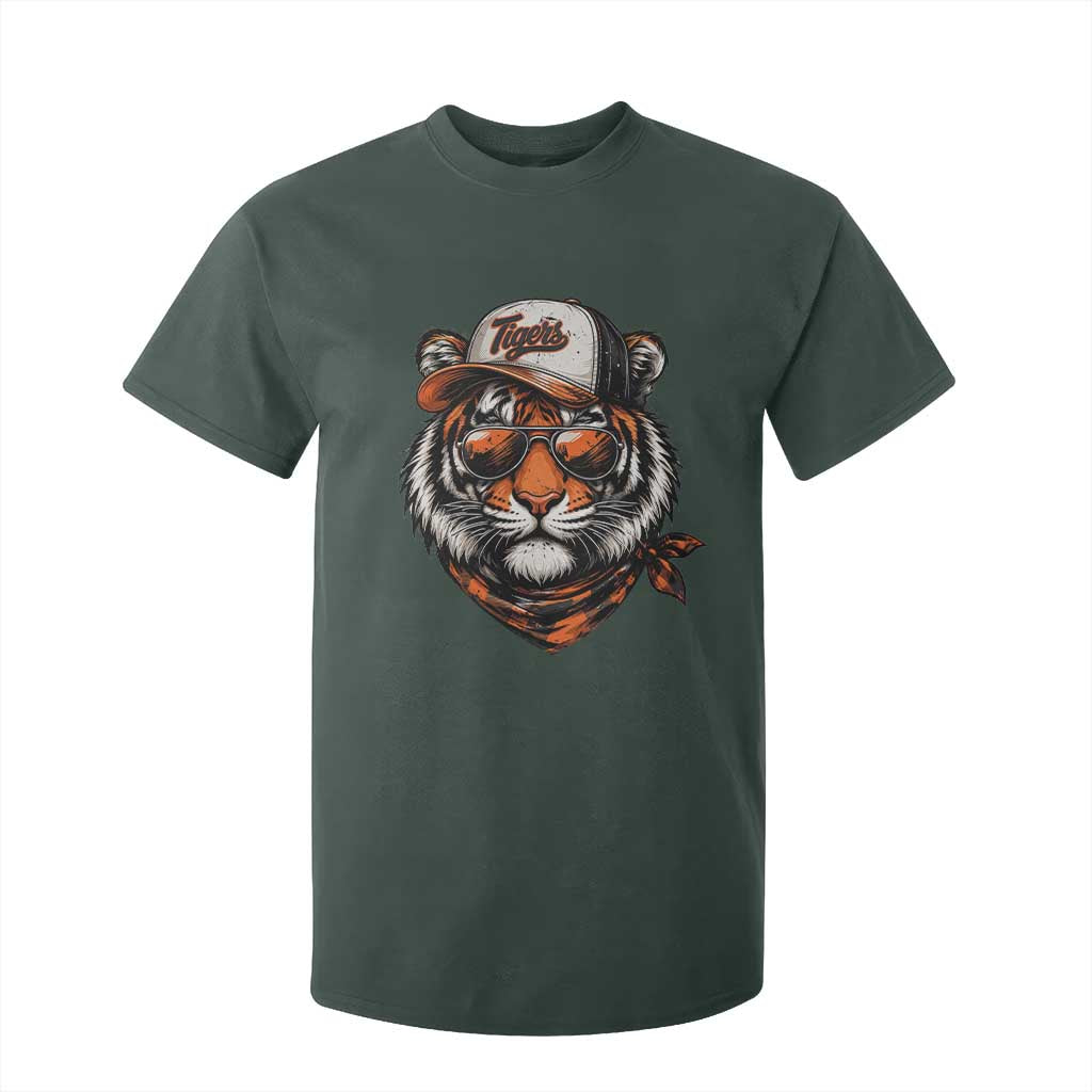 Tiger Mascot T Shirt For Kid Vintage Sports Name TS10 Dark Forest Green Print Your Wear