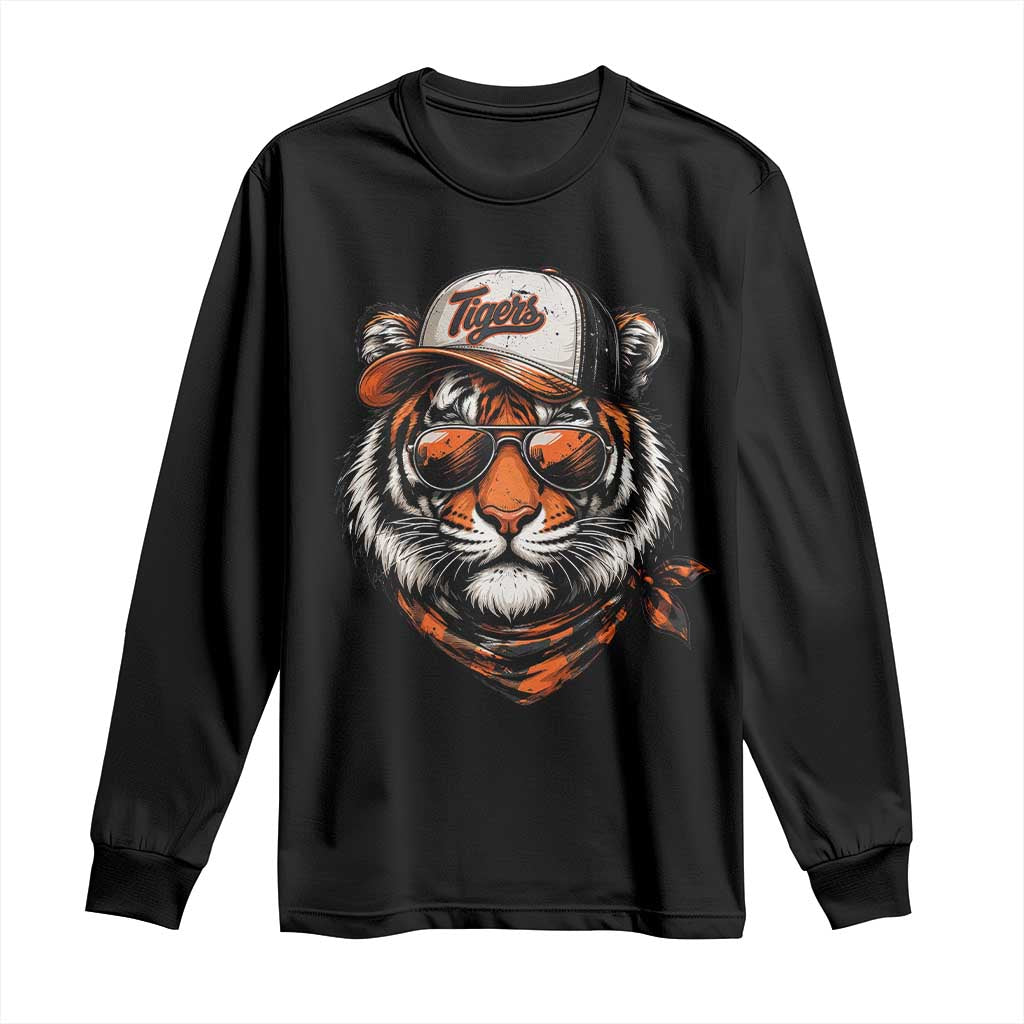 Tiger Mascot Long Sleeve Shirt Vintage Sports Name TS10 Black Print Your Wear