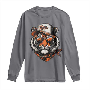 Tiger Mascot Long Sleeve Shirt Vintage Sports Name TS10 Charcoal Print Your Wear
