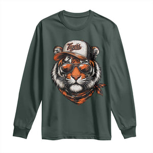 Tiger Mascot Long Sleeve Shirt Vintage Sports Name TS10 Dark Forest Green Print Your Wear