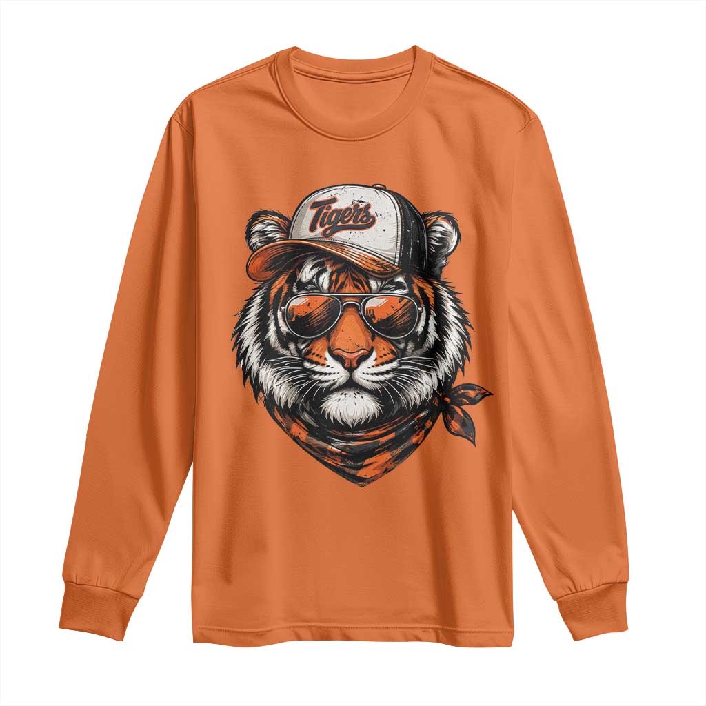 Tiger Mascot Long Sleeve Shirt Vintage Sports Name TS10 Orange Print Your Wear