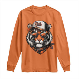 Tiger Mascot Long Sleeve Shirt Vintage Sports Name TS10 Orange Print Your Wear