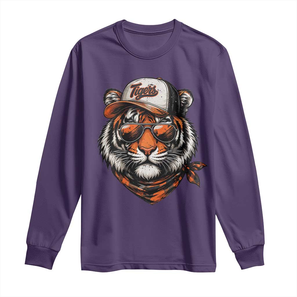 Tiger Mascot Long Sleeve Shirt Vintage Sports Name TS10 Purple Print Your Wear