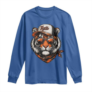Tiger Mascot Long Sleeve Shirt Vintage Sports Name TS10 Royal Blue Print Your Wear