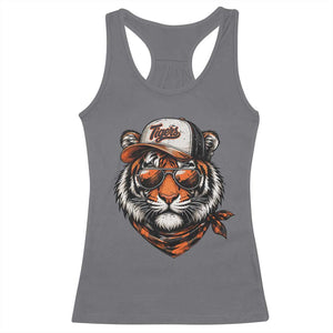 Tiger Mascot Racerback Tank Top Vintage Sports Name TS10 Charcoal Print Your Wear