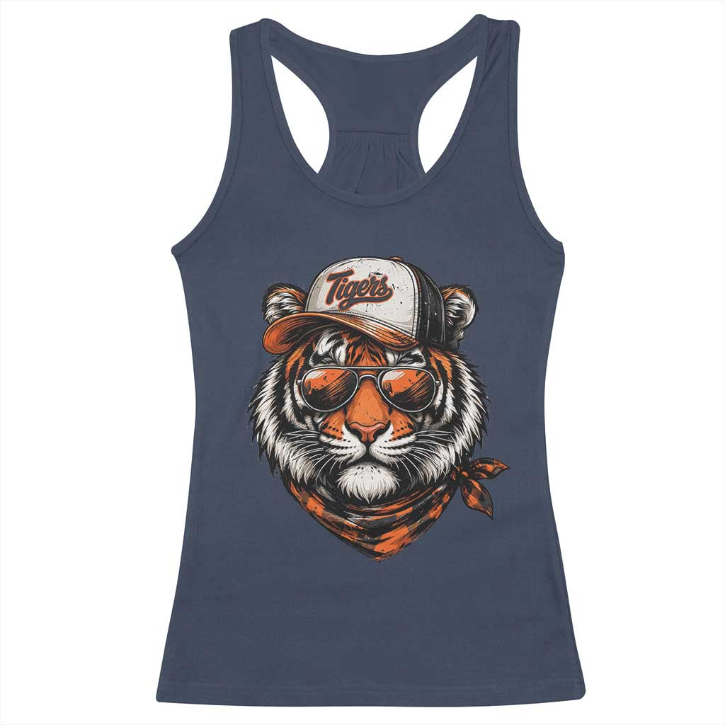 Tiger Mascot Racerback Tank Top Vintage Sports Name TS10 Navy Print Your Wear