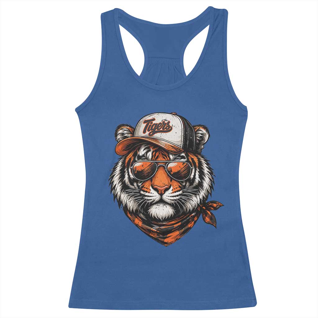 Tiger Mascot Racerback Tank Top Vintage Sports Name TS10 Royal Blue Print Your Wear