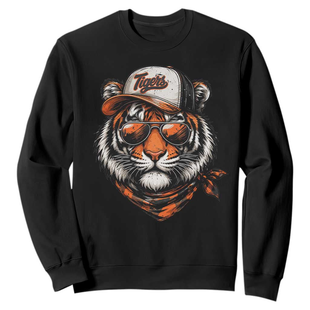 Tiger Mascot Sweatshirt Vintage Sports Name TS10 Black Print Your Wear