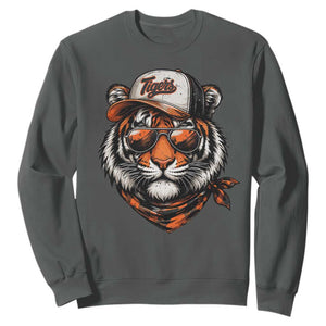 Tiger Mascot Sweatshirt Vintage Sports Name TS10 Dark Heather Print Your Wear