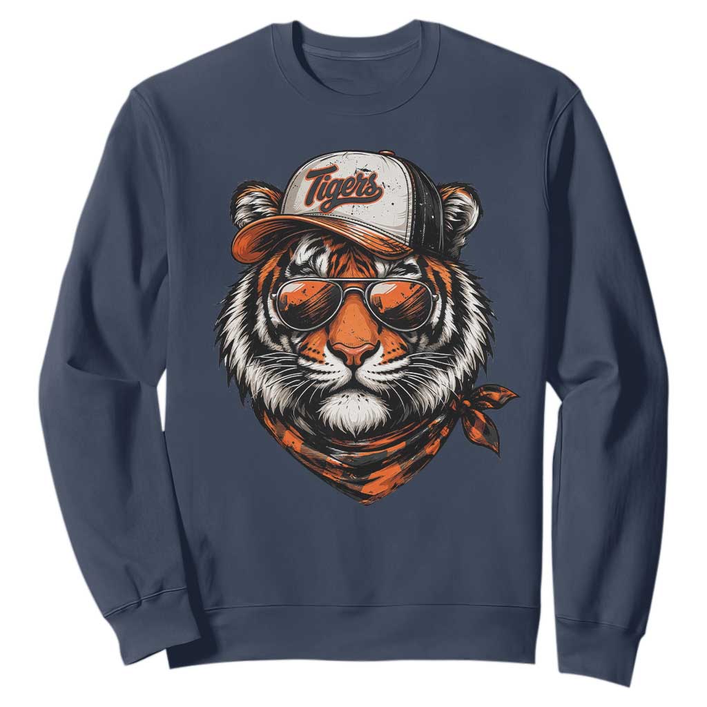 Tiger Mascot Sweatshirt Vintage Sports Name TS10 Navy Print Your Wear