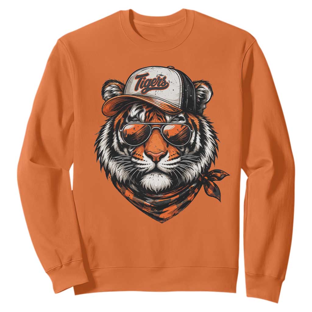 Tiger Mascot Sweatshirt Vintage Sports Name TS10 Orange Print Your Wear