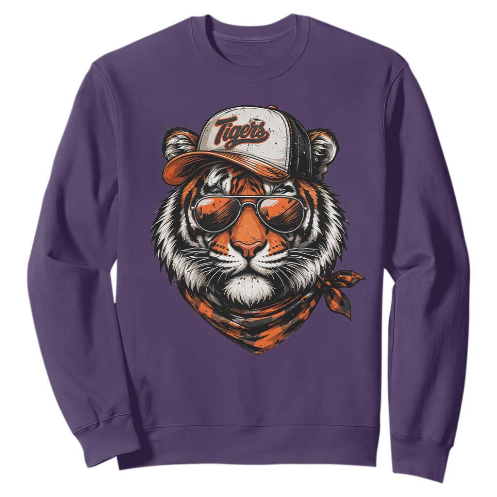 Tiger Mascot Sweatshirt Vintage Sports Name TS10 Purple Print Your Wear