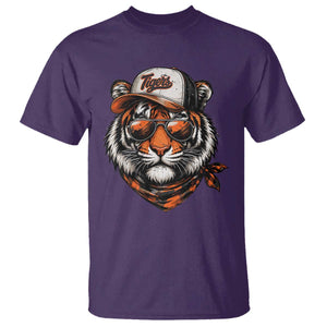Tiger Mascot T Shirt Vintage Sports Name TS10 Purple Print Your Wear