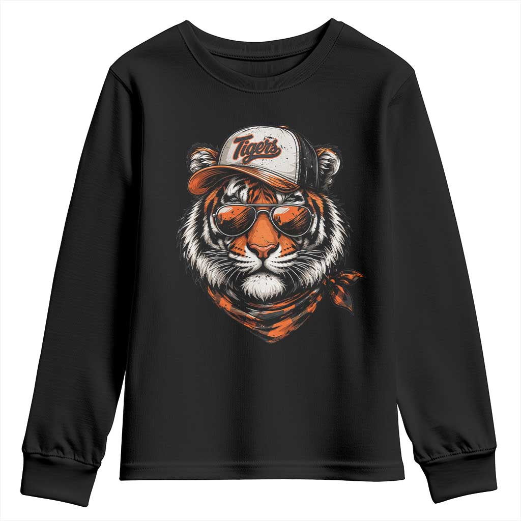 Tiger Mascot Youth Sweatshirt Vintage Sports Name TS10 Black Print Your Wear