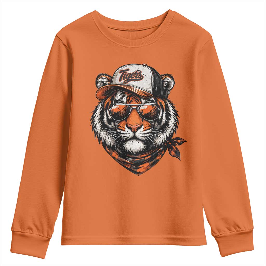 Tiger Mascot Youth Sweatshirt Vintage Sports Name TS10 Orange Print Your Wear
