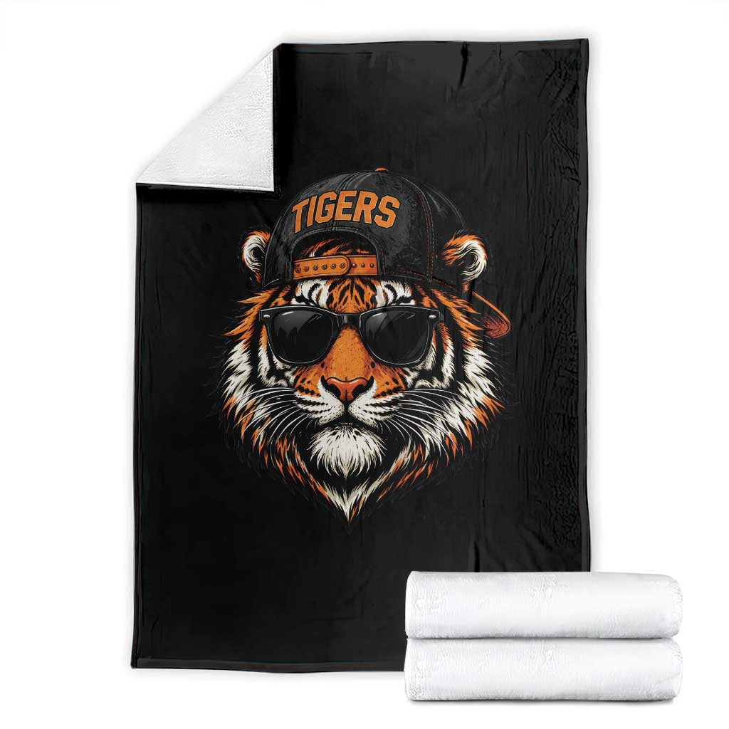 Tiger Mascot Throw Blanket Vintage Sports Name Baseball Cap Sunglasses TS10 Black Print Your Wear