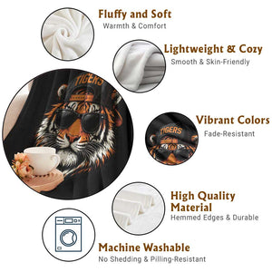 Tiger Mascot Throw Blanket Vintage Sports Name Baseball Cap Sunglasses TS10 Print Your Wear
