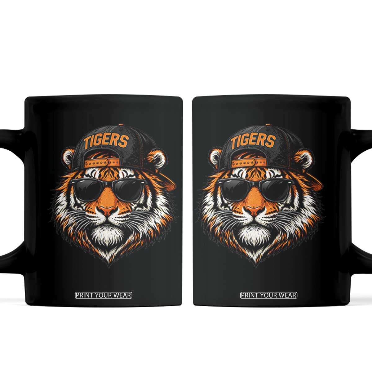 Tiger Mascot Coffee Mug Vintage Sports Name Baseball Cap Sunglasses TS10 Black Print Your Wear