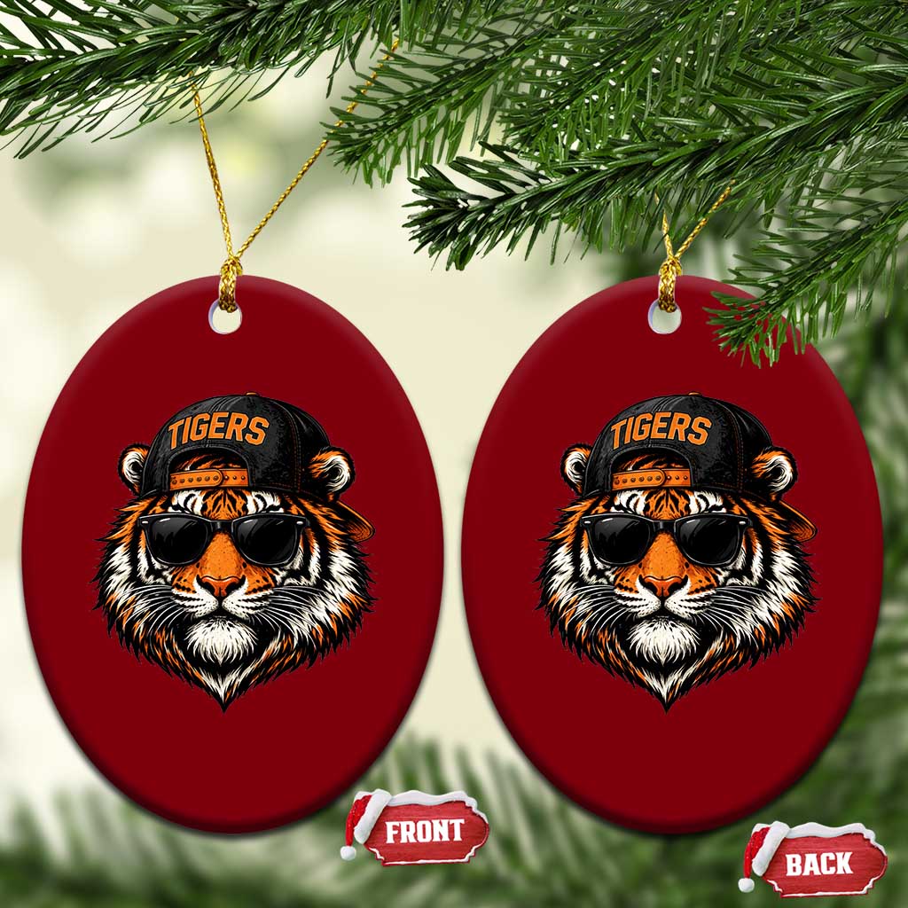 Tiger Mascot Ceramic Ornament Vintage Sports Name Baseball Cap Sunglasses TS10 Print Your Wear