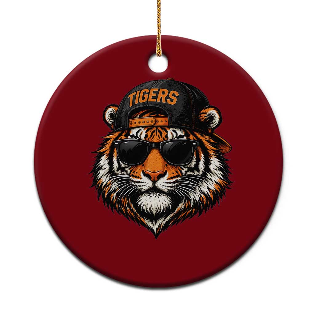 Tiger Mascot Ceramic Ornament Vintage Sports Name Baseball Cap Sunglasses TS10 1pc Red Print Your Wear