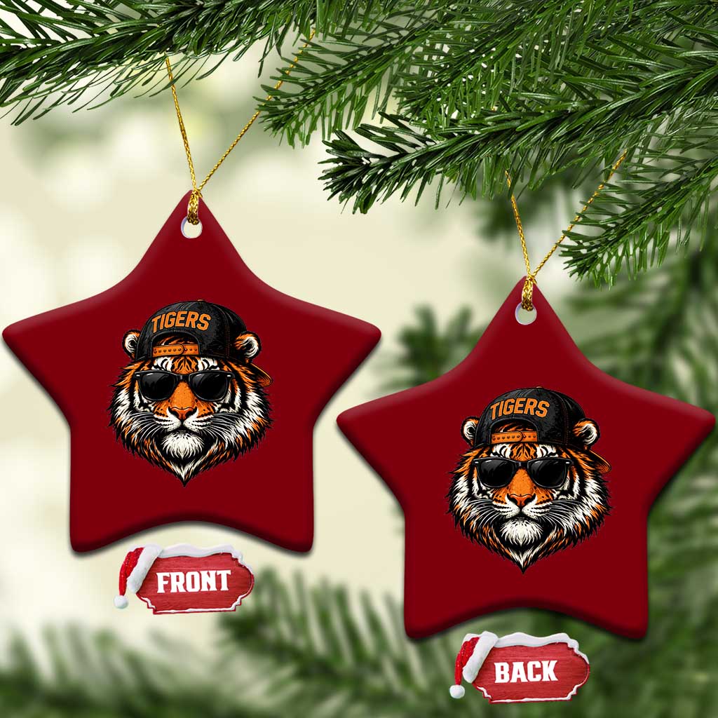 Tiger Mascot Ceramic Ornament Vintage Sports Name Baseball Cap Sunglasses TS10 Print Your Wear