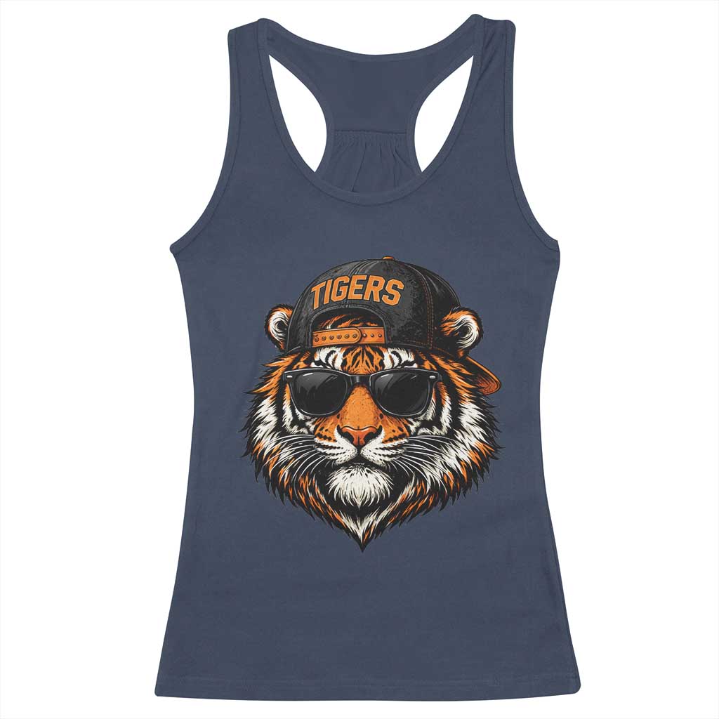 Tiger Mascot Racerback Tank Top Vintage Sports Name Baseball Cap Sunglasses TS10 Navy Print Your Wear