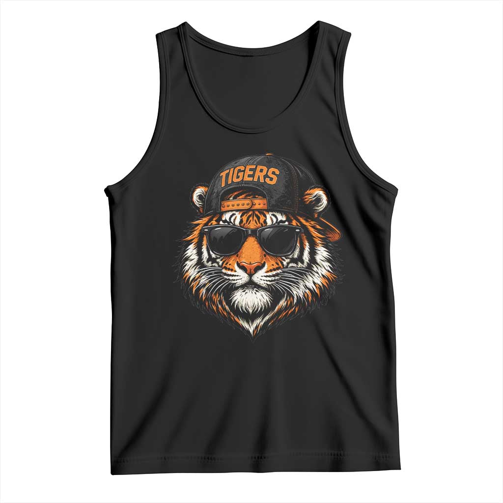 Tiger Mascot Tank Top Vintage Sports Name Baseball Cap Sunglasses TS10 Black Print Your Wear