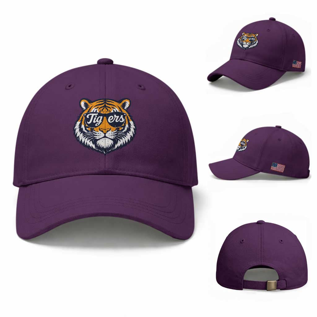 Tiger Face Baseball Cap Vintage Sports Name TS10 Baseball Cap Universal Fit Purple Print Your Wear