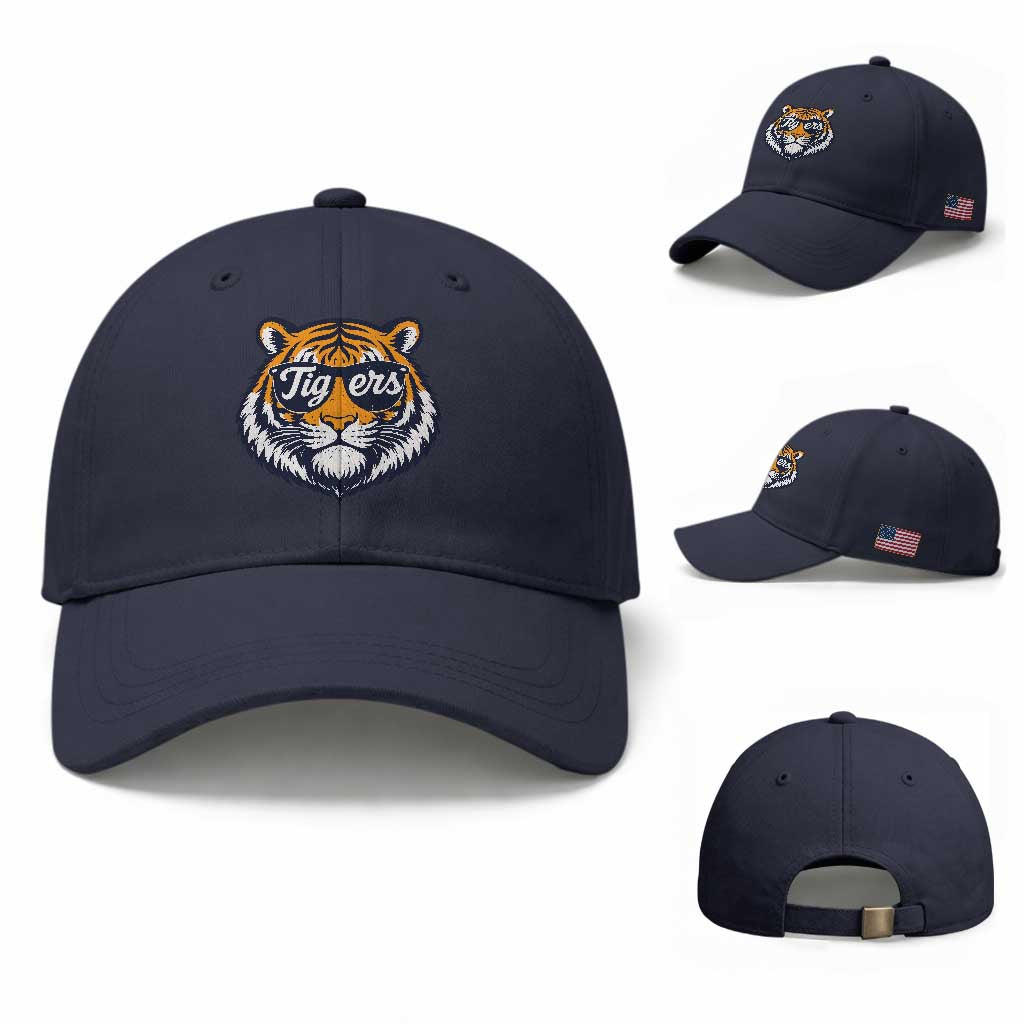 Tiger Face Baseball Cap Vintage Sports Name TS10 Baseball Cap Universal Fit Navy Print Your Wear