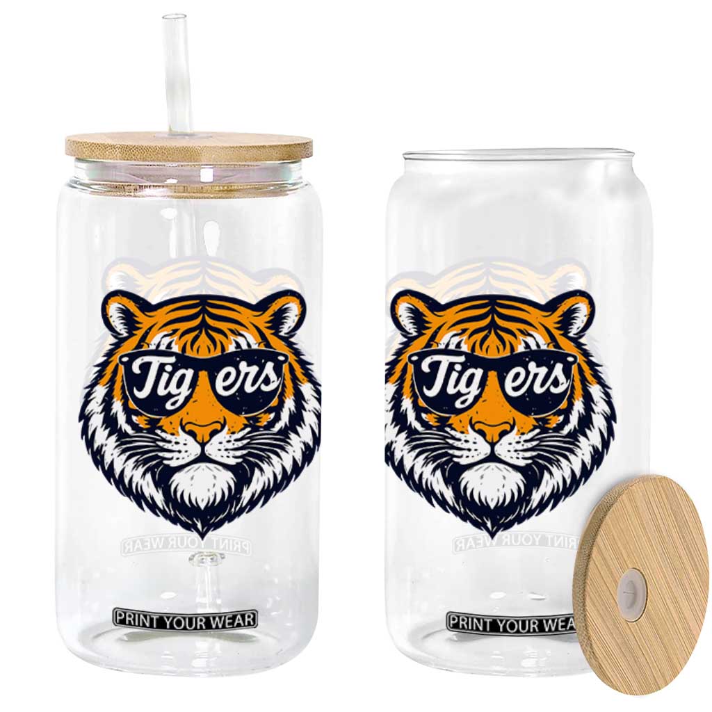 Tiger Face Glass Can Vintage Sports Name TS10 Print Your Wear