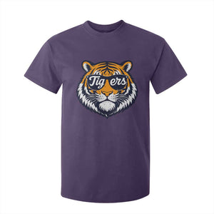 Tiger Face T Shirt For Kid Vintage Sports Name TS10 Purple Print Your Wear