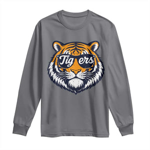 Tiger Face Long Sleeve Shirt Vintage Sports Name TS10 Charcoal Print Your Wear