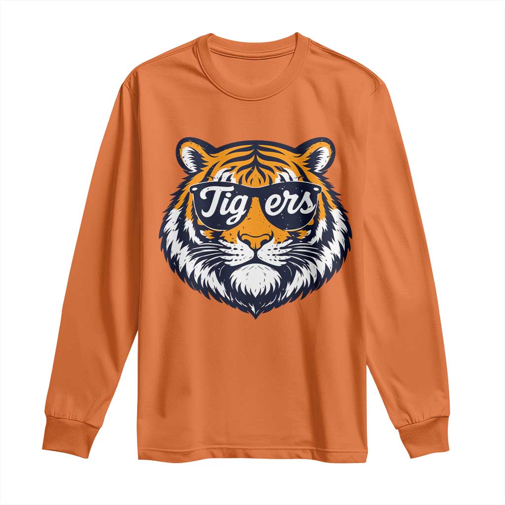 Tiger Face Long Sleeve Shirt Vintage Sports Name TS10 Orange Print Your Wear