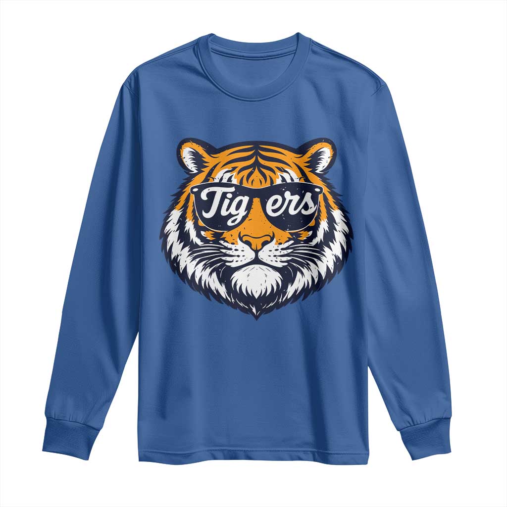 Tiger Face Long Sleeve Shirt Vintage Sports Name TS10 Royal Blue Print Your Wear