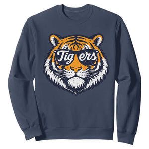 Tiger Face Sweatshirt Vintage Sports Name TS10 Navy Print Your Wear