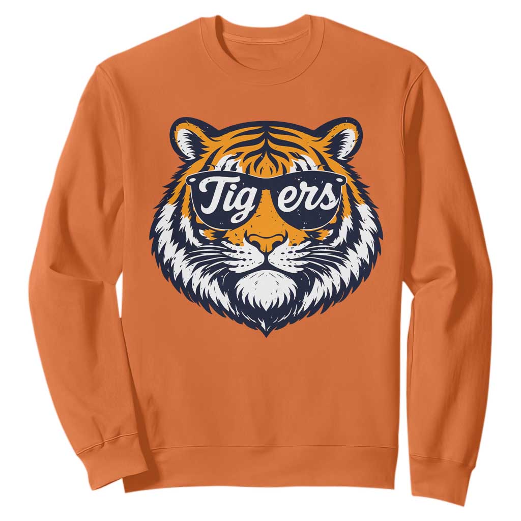 Tiger Face Sweatshirt Vintage Sports Name TS10 Orange Print Your Wear