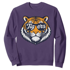 Tiger Face Sweatshirt Vintage Sports Name TS10 Purple Print Your Wear