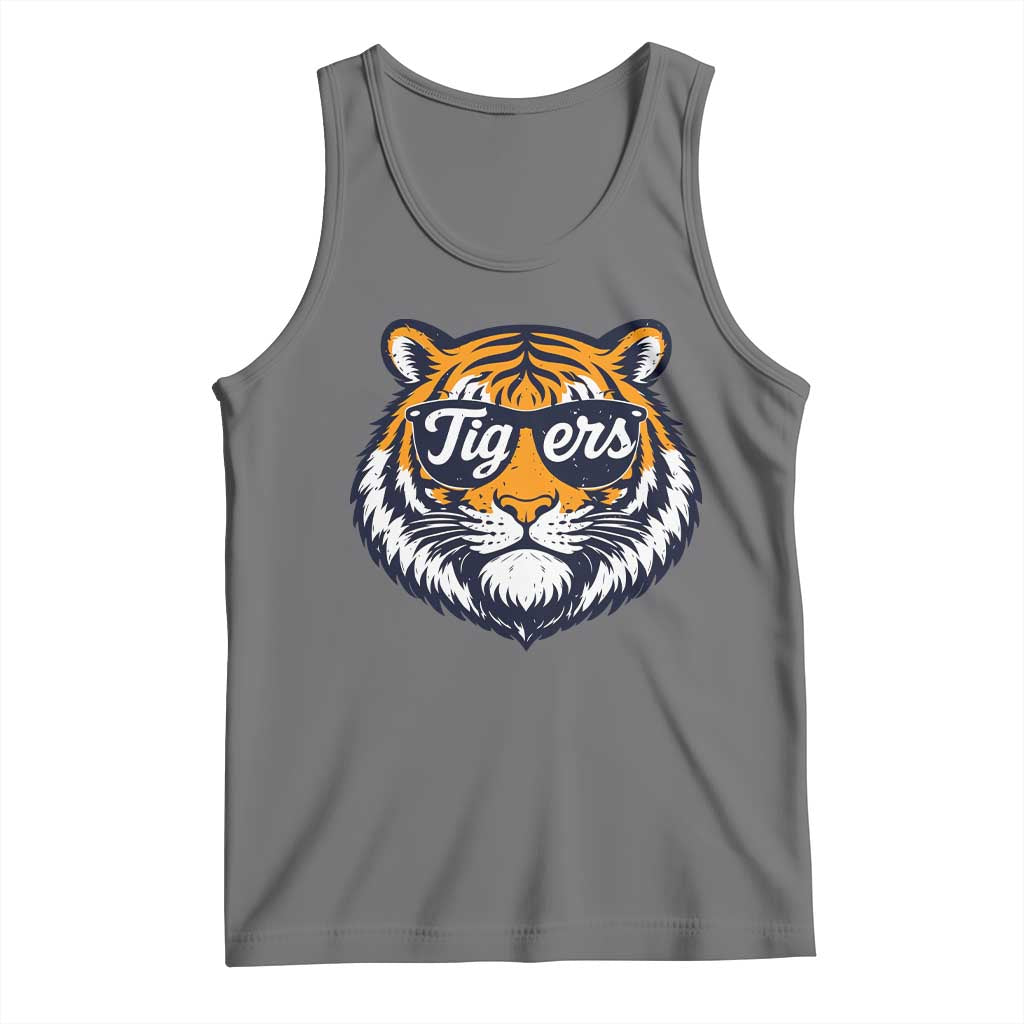 Tiger Face Tank Top Vintage Sports Name TS10 Black Heather Print Your Wear