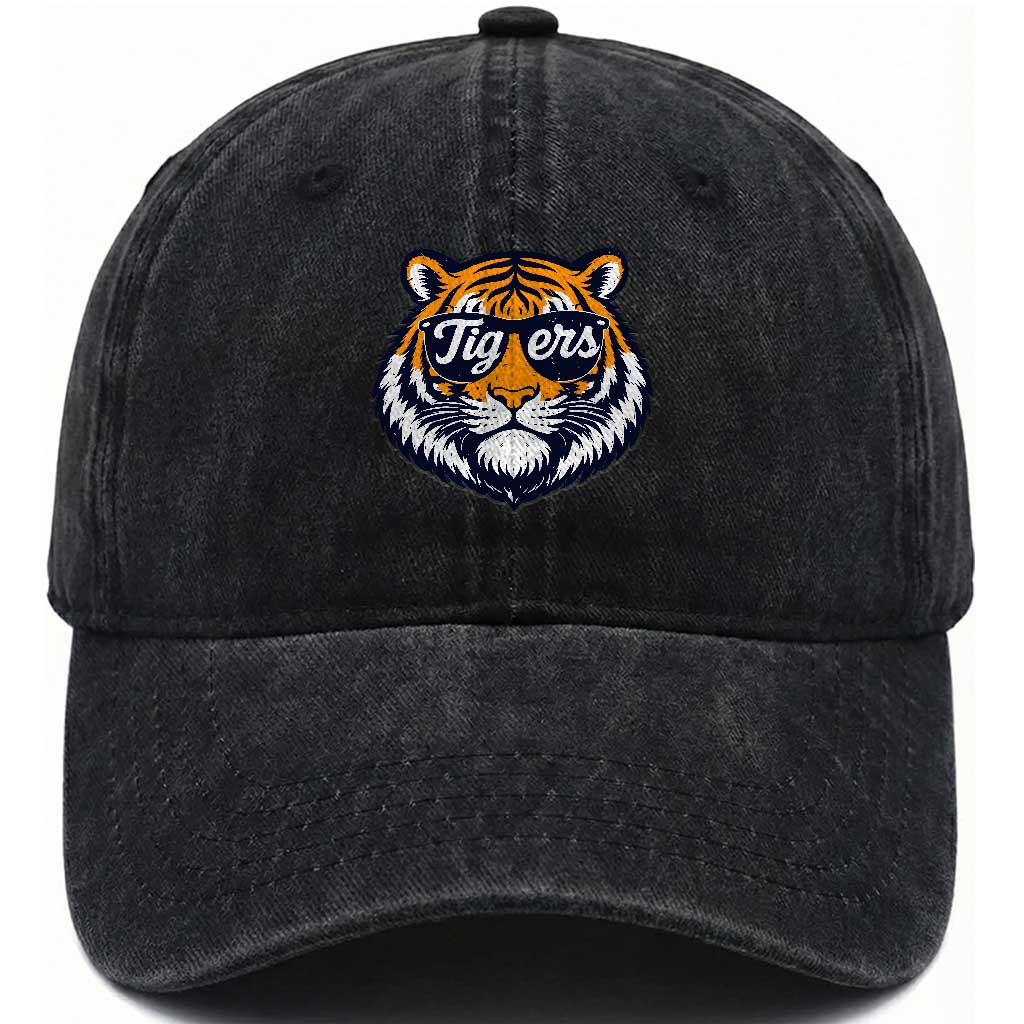 Tiger Face Washed Cotton Baseball Cap Vintage Sports Name TS10 Print Your Wear