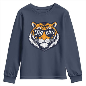 Tiger Face Youth Sweatshirt Vintage Sports Name TS10 Navy Print Your Wear
