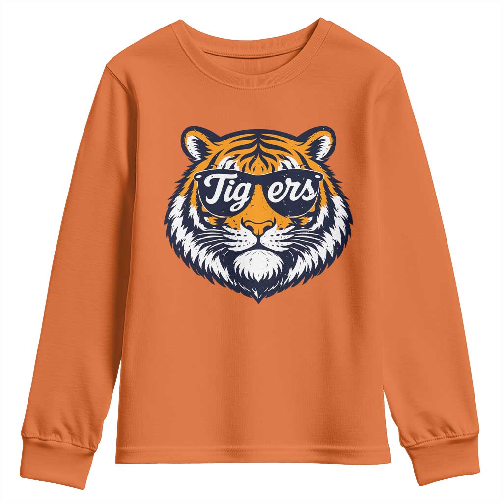 Tiger Face Youth Sweatshirt Vintage Sports Name TS10 Orange Print Your Wear
