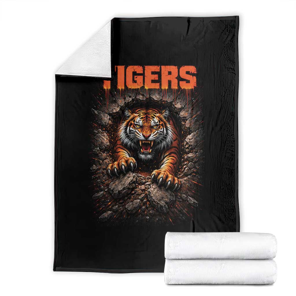 Tiger Sports Name Throw Blanket Vintage Distressed Baseball Fans TS10 Black Print Your Wear