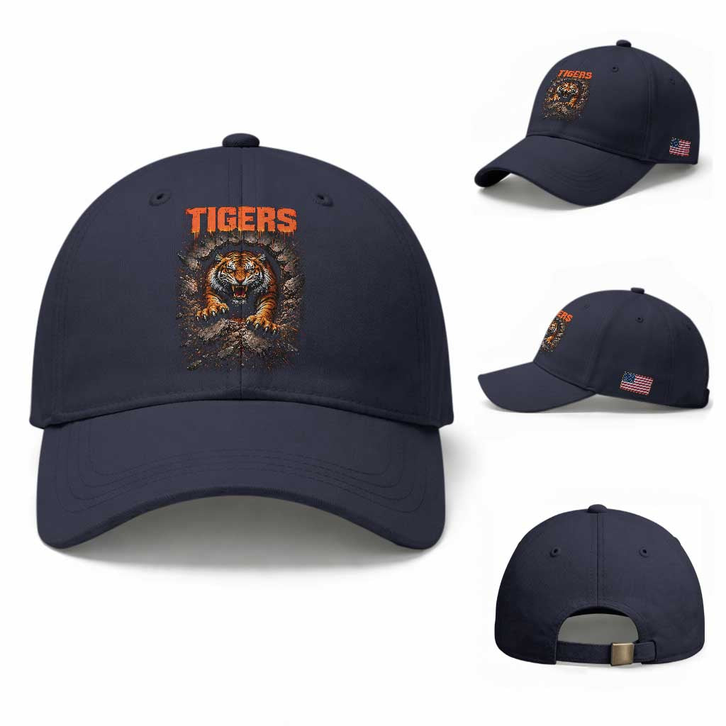 Tiger Sports Name Baseball Cap Vintage Distressed Baseball Fans TS10 Baseball Cap Universal Fit Navy Print Your Wear