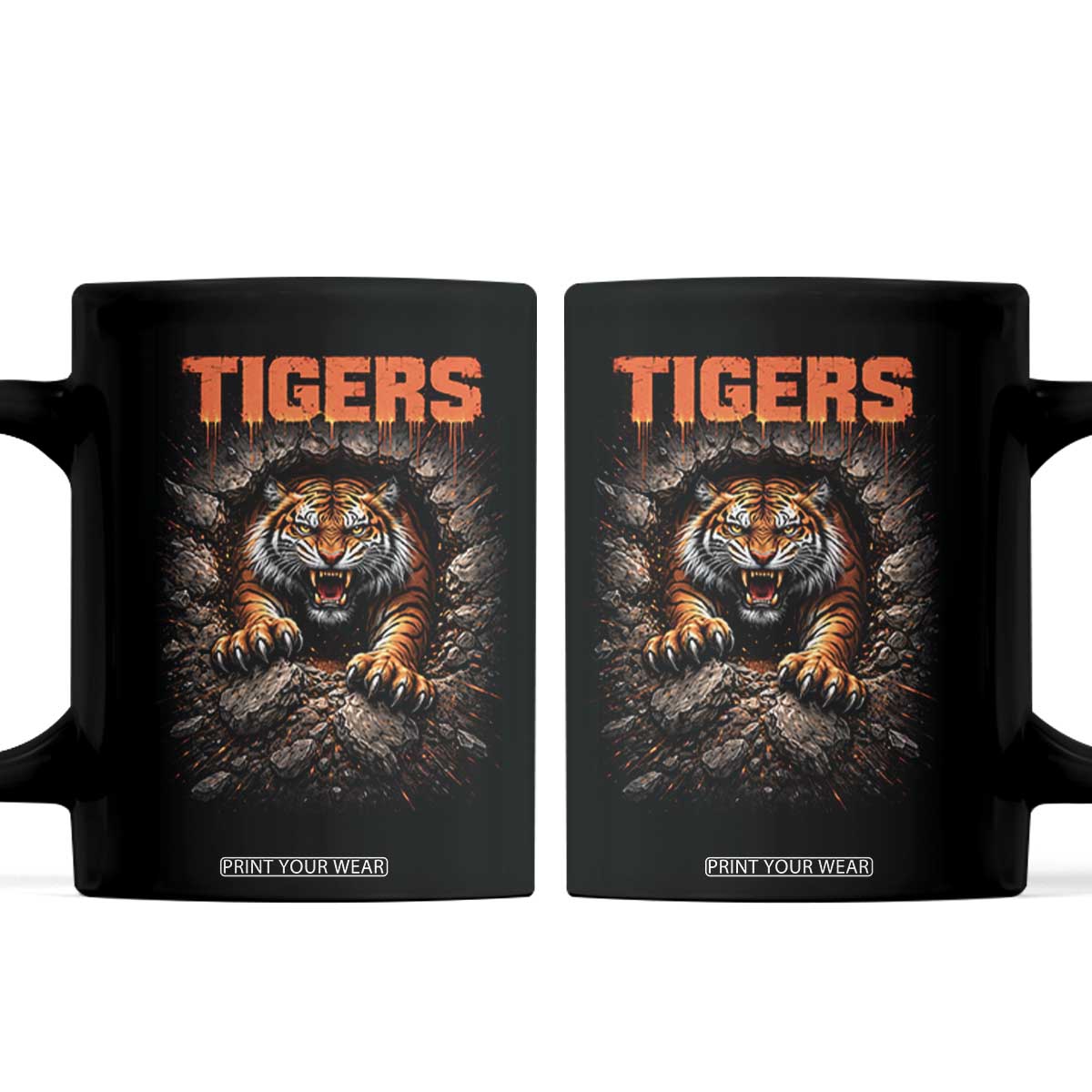 Tiger Sports Name Coffee Mug Vintage Distressed Baseball Fans TS10 Black Print Your Wear