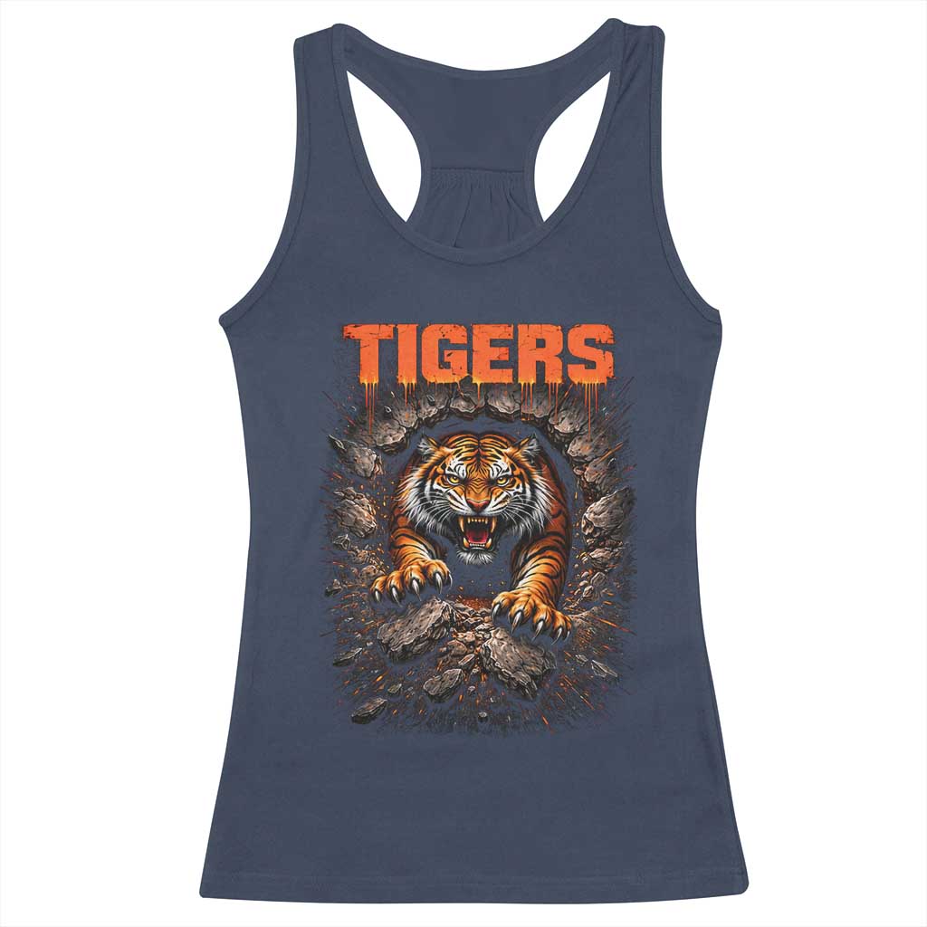 Tiger Sports Name Racerback Tank Top Vintage Distressed Baseball Fans TS10 Navy Print Your Wear