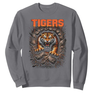 Tiger Sports Name Sweatshirt Vintage Distressed Baseball Fans TS10 Charcoal Print Your Wear