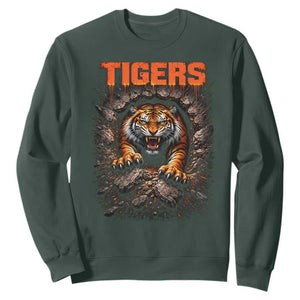 Tiger Sports Name Sweatshirt Vintage Distressed Baseball Fans TS10 Dark Forest Green Print Your Wear