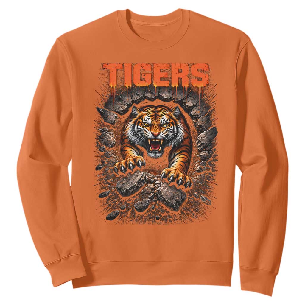 Tiger Sports Name Sweatshirt Vintage Distressed Baseball Fans TS10 Orange Print Your Wear