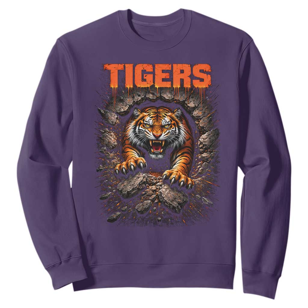 Tiger Sports Name Sweatshirt Vintage Distressed Baseball Fans TS10 Purple Print Your Wear