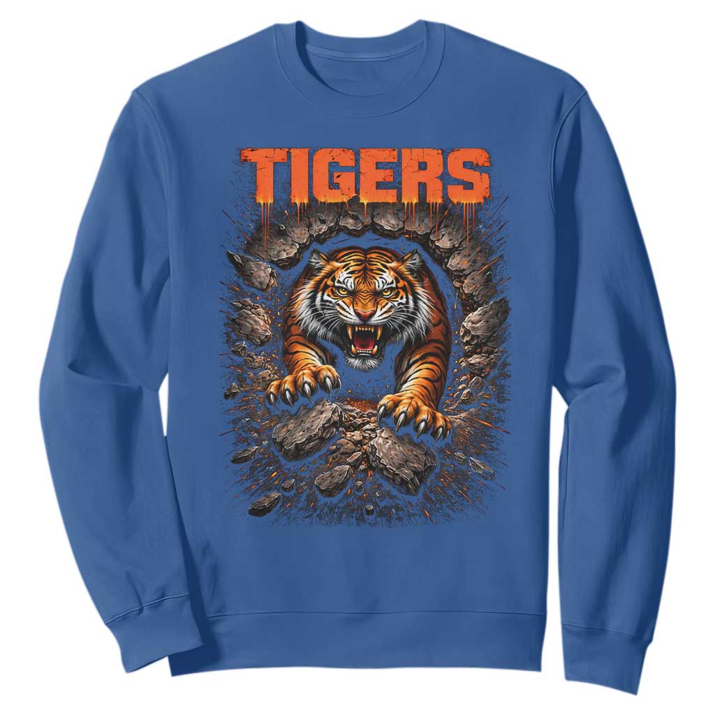 Tiger Sports Name Sweatshirt Vintage Distressed Baseball Fans TS10 Royal Blue Print Your Wear